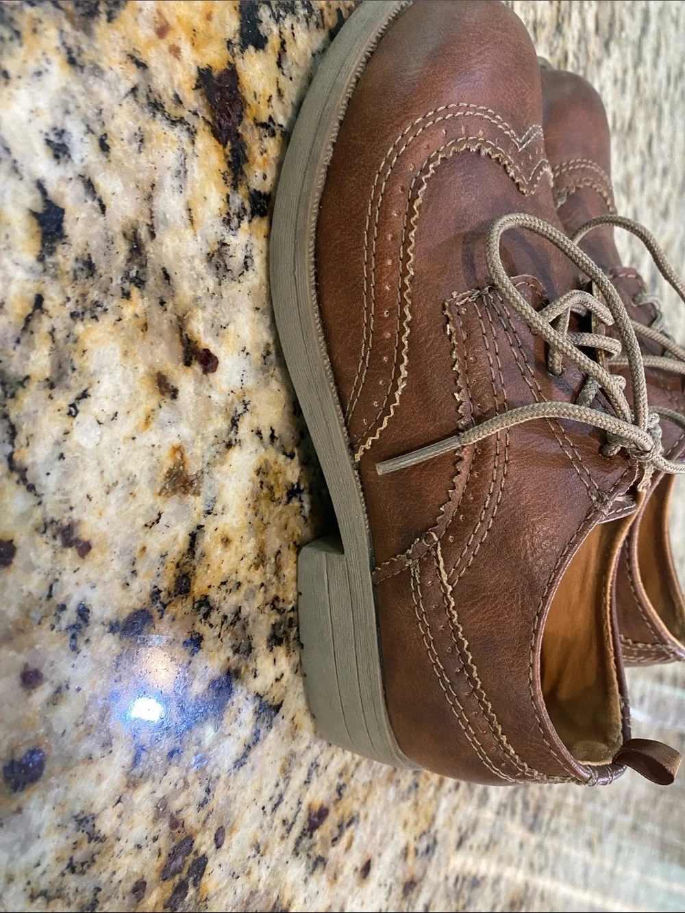 Carter's Brown Leather-Look Kids Wingtip Dress Shoes